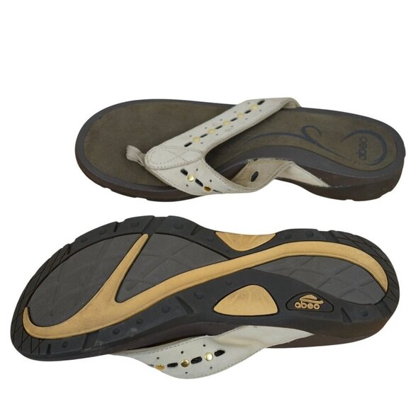 Abeo ARMIDA Beige Leather Flip Flop Sandals for Women Size‎ 7 - Picture 4 of 6